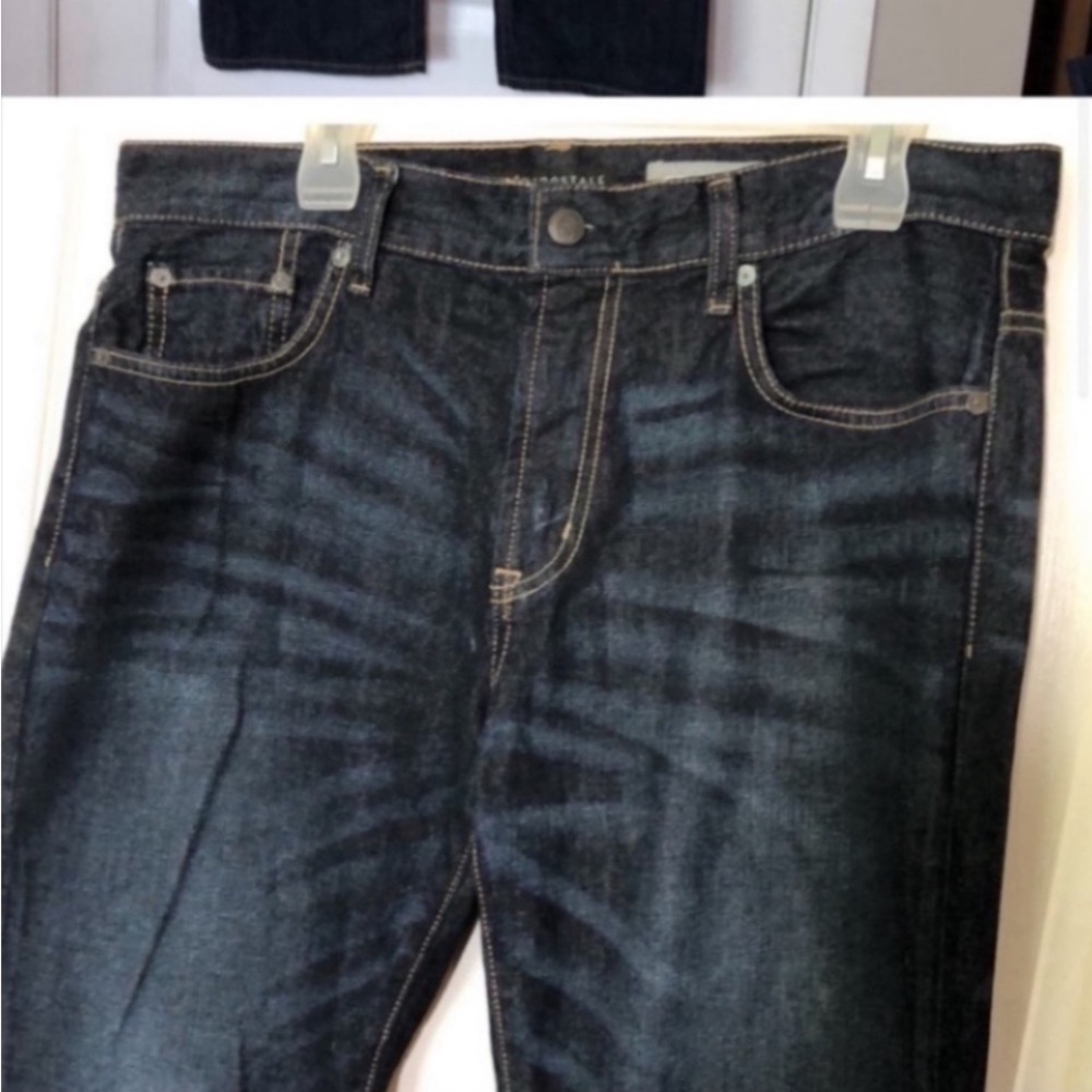 New Aeropostale Blue Jeans Relaxed Fit Cotton Dark Wash Denim Pants Dress School - Picture 7 of 14